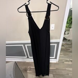 Green Envelope Black Maxi Dress with Ring Accents